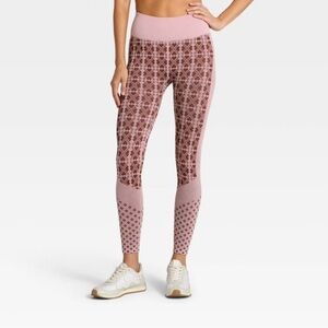 All In Motion Women's Seamless High-Rise Printed Leggings - Maroon/Light Pink XS